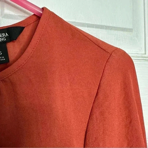 Simply Vera Vera Wang Blouse Semi-Sheer Ruffled Sleeves Burnt Orange Size XS - Picture 3 of 16